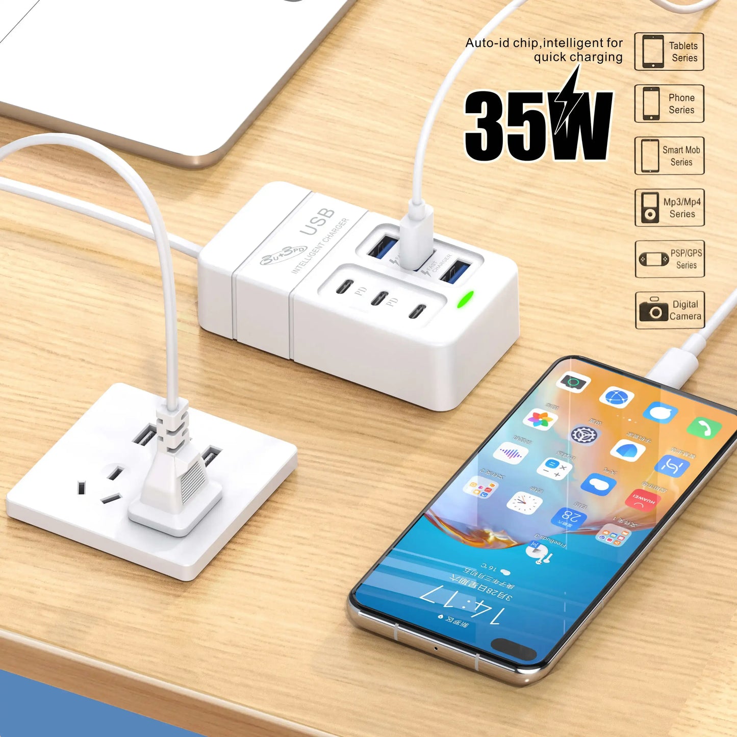 6-Port Fast USB Wall Charger